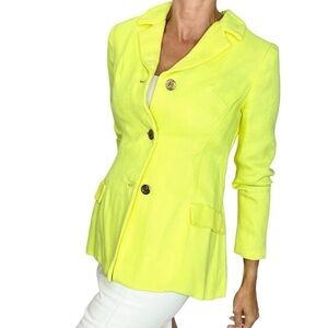 Vintage bright highlighter yellow tailored blazer jacket